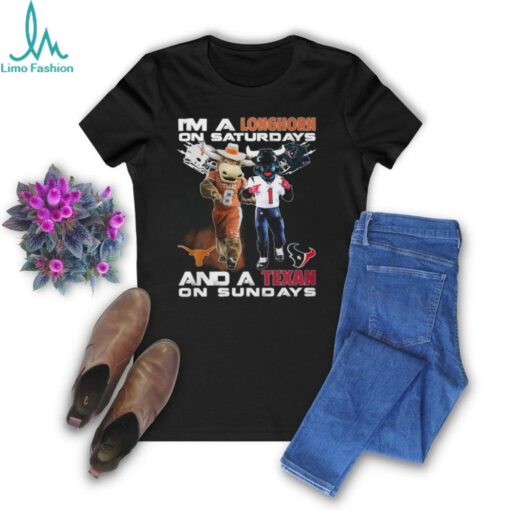 Texas Longhorns On Saturdays Houston Texans On Sundays Football Fan T Shirt