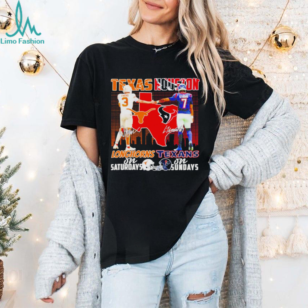Texas Longhorns on Saturdays Texas Houston on Sundays signature shirt Texas Longhorns on Saturdays Texas Houston on Sundays signature shirt