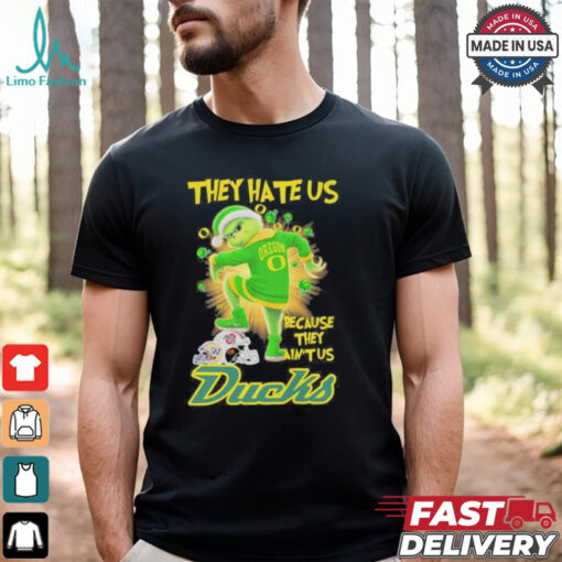 They Hate Us Because They Ain’t Us Grinch X Oregon Ducks Stomp On College Teams Christmas Shirt