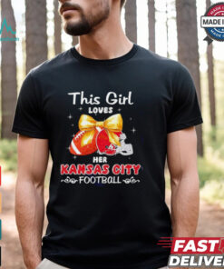 This girl loves her Kansas City Chiefs Football faux glitter shirt