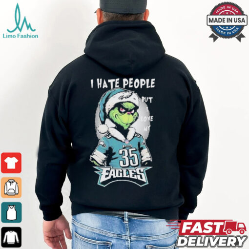 Top The Grinch I Hate People But I Love At Philadelphia Eagles Christmas 2024 T shirt