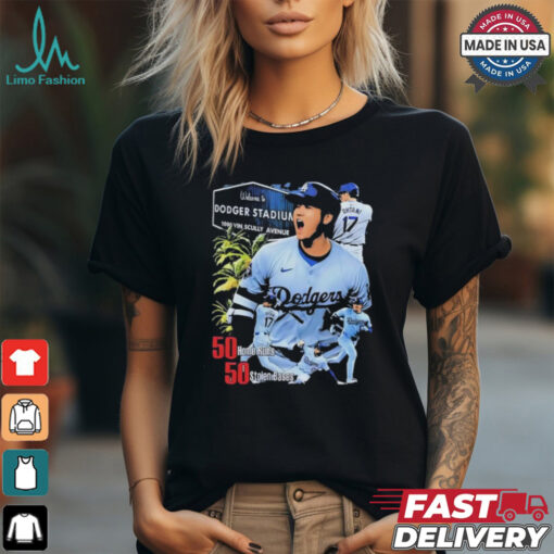 Welcome to Dodger Stadium 1000 vin scully avenue Shohei Ohtani 50 Home Runs 50 Stolen Bases shirt