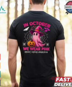 Womens October Breast Cancer Awareness Shirt, Halloween Pink Ribbon Support Tee