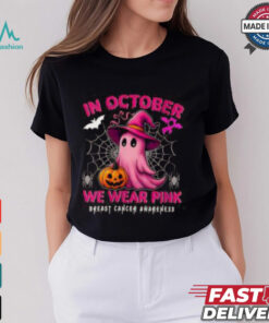 Womens October Breast Cancer Awareness Shirt, Halloween Pink Ribbon Support Tee