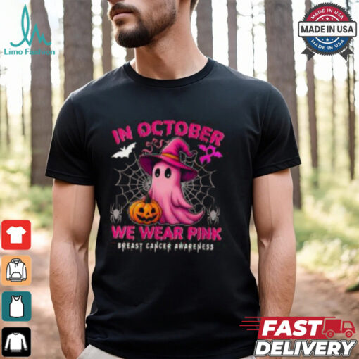 Womens October Breast Cancer Awareness Shirt, Halloween Pink Ribbon Support Tee