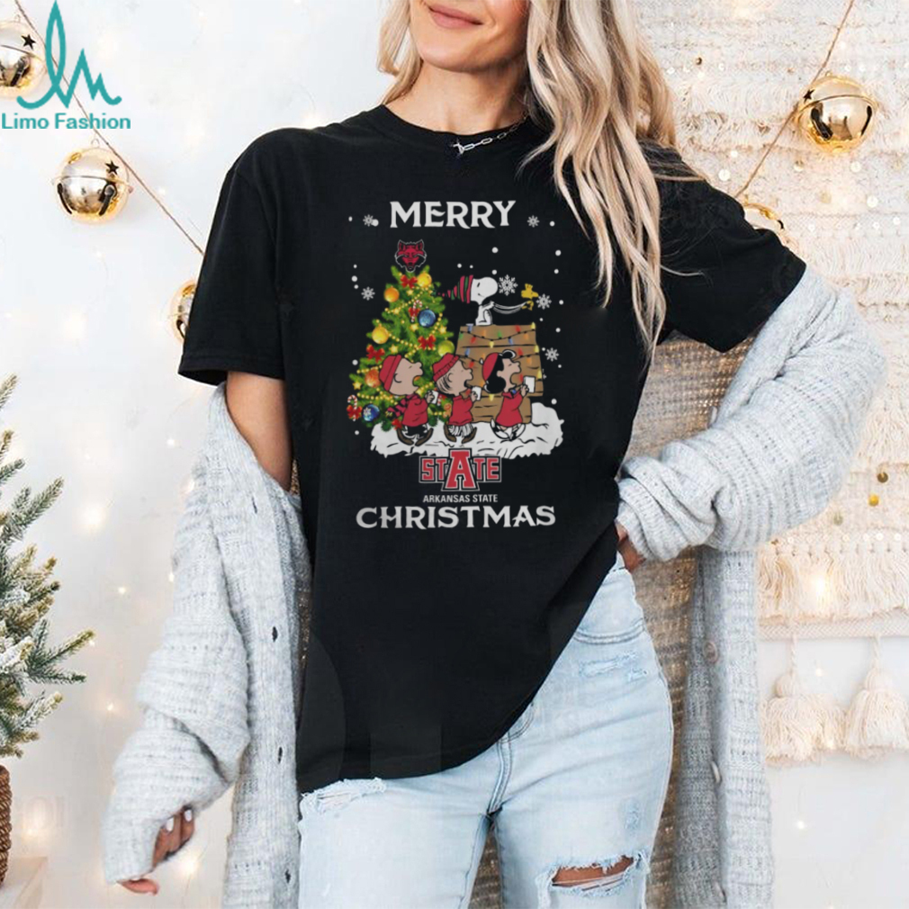 2024 Arkansas State Red Wolves Snoopy And Friends Merry Christmas Shirt 2024 Arkansas State Red Wolves Snoopy And Friends Merry Christmas Shirt
