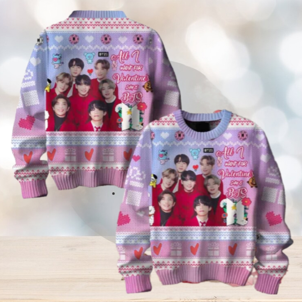 All I Want For Valentines Day Is BTS Chirstmas Gifts 2024 Xmas For Family And Friends Ugly Sweater All I Want For Valentines Day Is BTS Chirstmas Gifts 2024 Xmas For Family And Friends Ugly Sweater