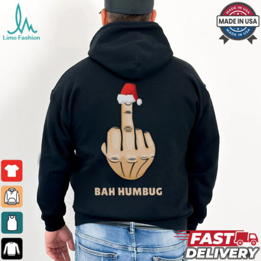 Bah Humbug Finger Flip Funny Christmas Rude Mens T Shirt