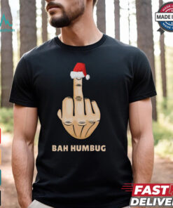 Bah Humbug Finger Flip Funny Christmas Rude Mens T Shirt