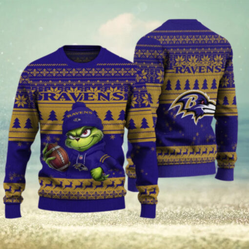 Baltimore Ravens The Grinch Ugly Christmas Sweater NFL Xmas Gift