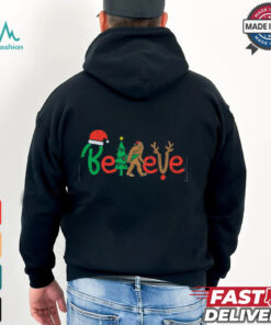 Believe Bigfoot Sasquatch Santa Reindeer Christmas Tree Gift T Shirt Recovered
