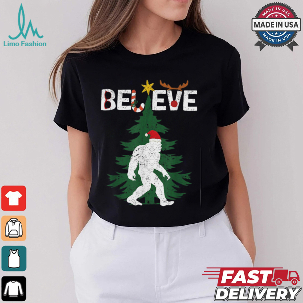 Believe Bigfoot Sasquatch Yeti Santa Hat Christmas T Shirt Recovered Believe Bigfoot Sasquatch Yeti Santa Hat Christmas T Shirt Recovered