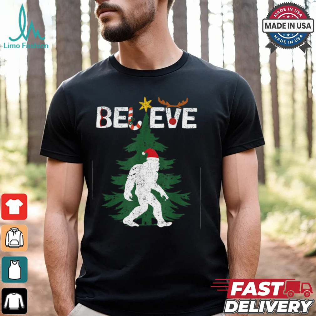 Believe Bigfoot Sasquatch Yeti Santa Hat Christmas T Shirt Recovered Believe Bigfoot Sasquatch Yeti Santa Hat Christmas T Shirt Recovered