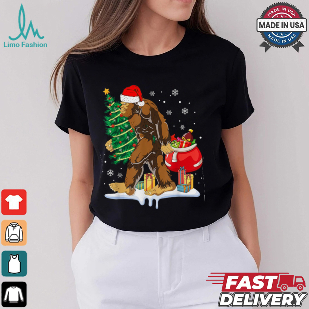 Bigfoot Christmas Tree Lights Xmas Sasquatch Lovers T Shirt Recovered Bigfoot Christmas Tree Lights Xmas Sasquatch Lovers T Shirt Recovered