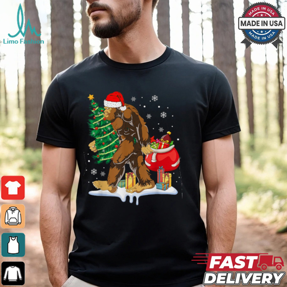 Bigfoot Christmas Tree Lights Xmas Sasquatch Lovers T Shirt Recovered Bigfoot Christmas Tree Lights Xmas Sasquatch Lovers T Shirt Recovered