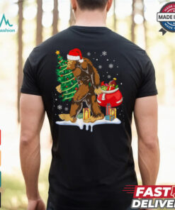 Bigfoot Christmas Tree Lights Xmas Sasquatch Lovers T Shirt Recovered