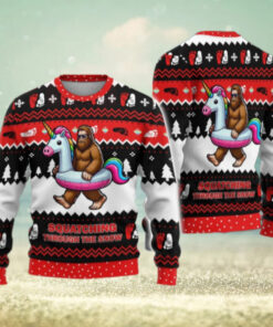 Bigfoot Christmas Ugly Sweater, Bigfoot Riding Unicorn Sweatshirt