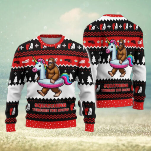 Bigfoot Christmas Ugly Sweater, Bigfoot Riding Unicorn Sweatshirt