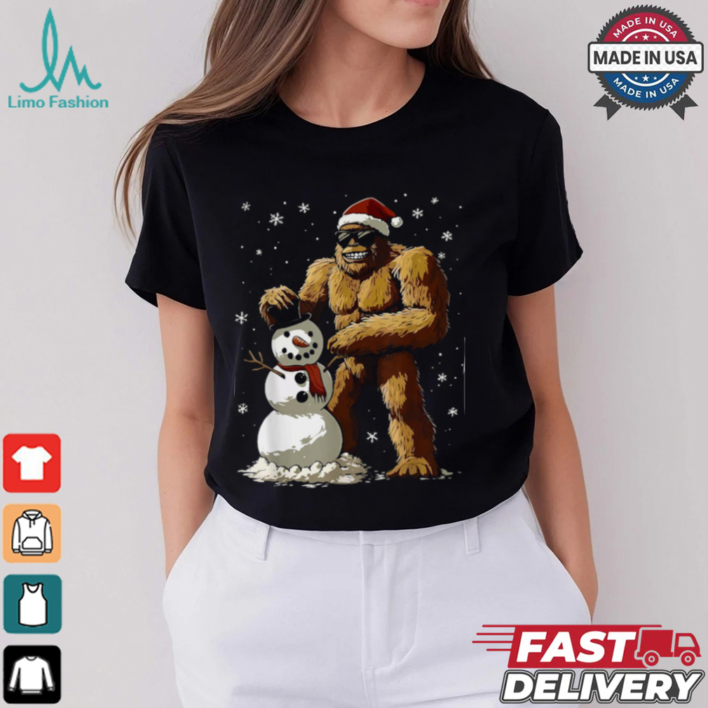 Bigfoot Santa Snowman Kids Boys Men Xmas Christmas Graphic T Shirt Recovered Bigfoot Santa Snowman Kids Boys Men Xmas Christmas Graphic T Shirt Recovered