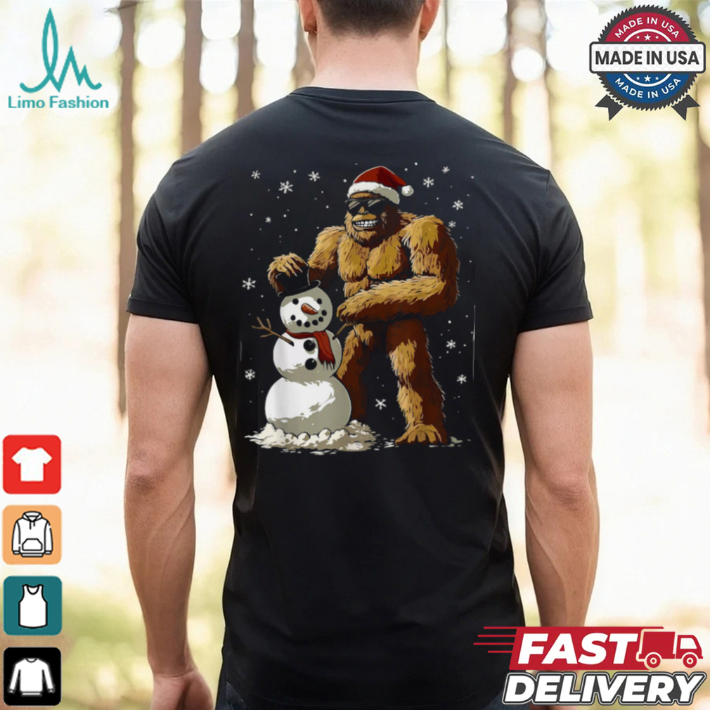 Bigfoot Santa Snowman Kids Boys Men Xmas Christmas Graphic T Shirt Recovered Bigfoot Santa Snowman Kids Boys Men Xmas Christmas Graphic T Shirt Recovered