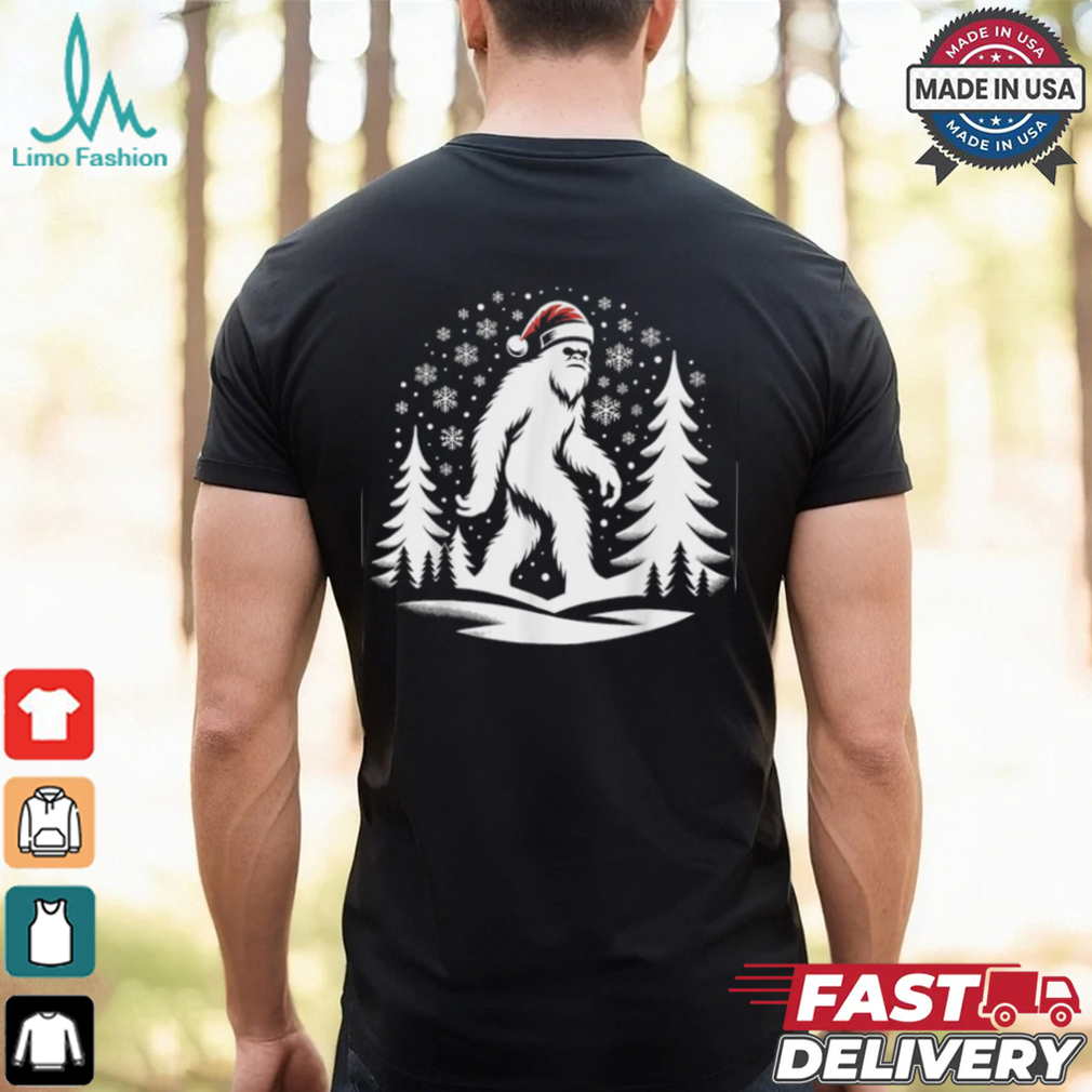 Bigfoot Snow Santa Hat, Christmas Sasquatch Hiking T Shirt Recovered Bigfoot Snow Santa Hat, Christmas Sasquatch Hiking T Shirt Recovered