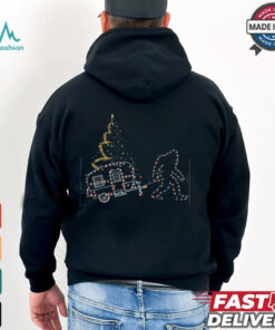 Bigfoot With Camping Car Light Christmas T Shirt Recovered