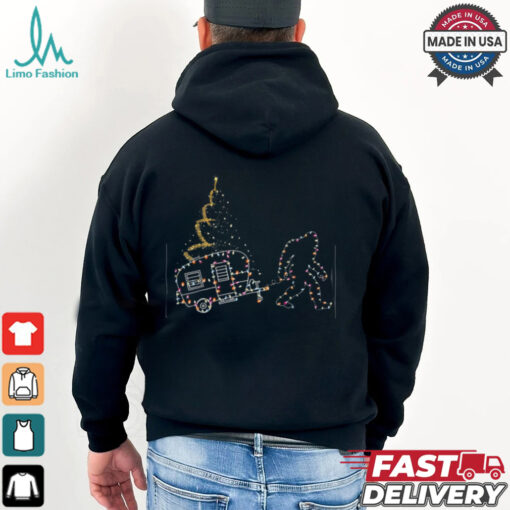 Bigfoot With Camping Car Light Christmas T Shirt Recovered