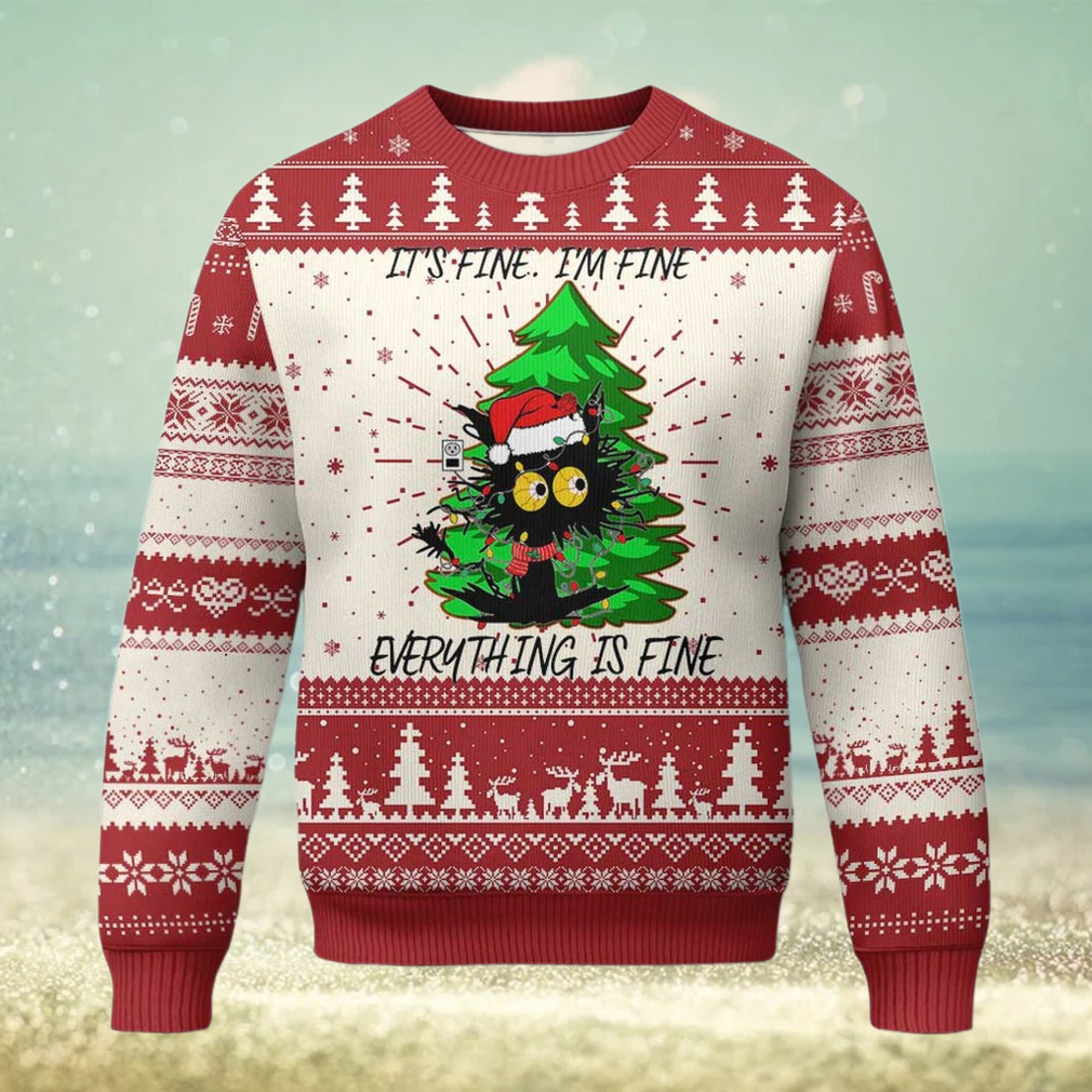Black Cat Christmas Ugly Christmas Sweater It’s Fine I’m Fine Everthing Is Fine Funny Xmas Black Cat Christmas Ugly Christmas Sweater It’s Fine I’m Fine Everthing Is Fine Funny Xmas