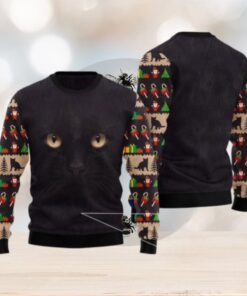 Black Cat Ugly Christmas Sweater, Cat Lover Gift For Christmas Sweater