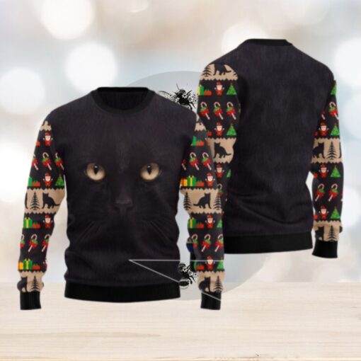 Black Cat Ugly Christmas Sweater, Cat Lover Gift For Christmas Sweater