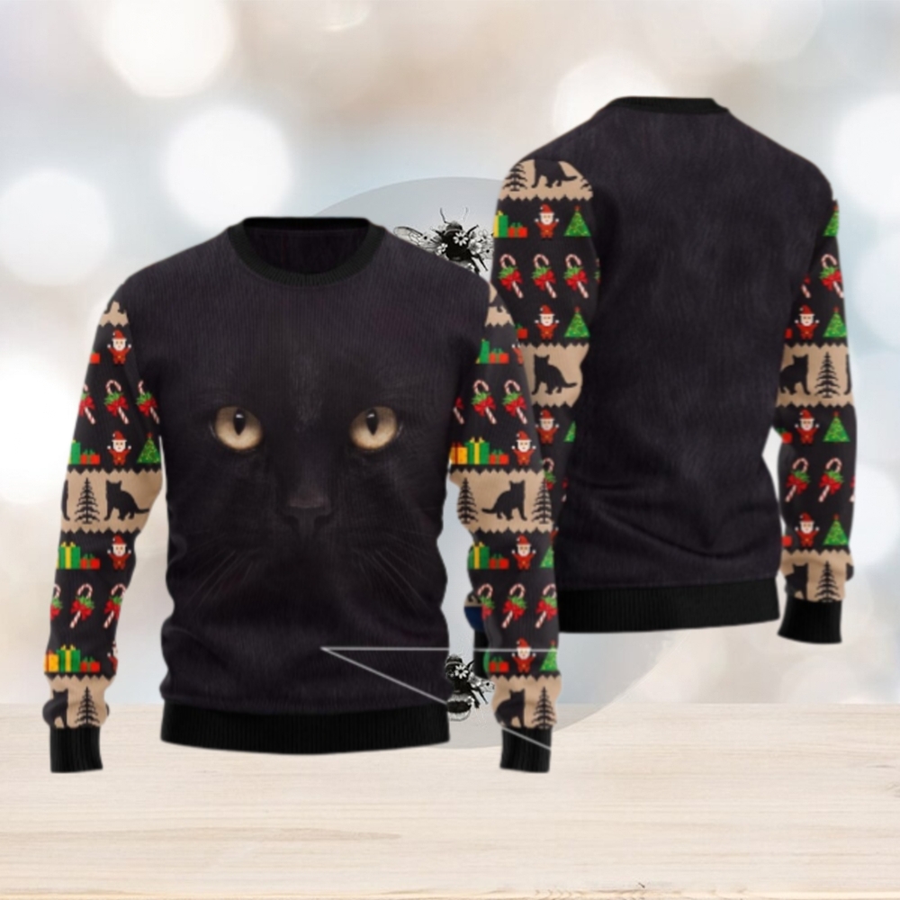 Black Cat Ugly Christmas Sweater, Cat Lover Gift For Christmas Sweater Black Cat Ugly Christmas Sweater, Cat Lover Gift For Christmas Sweater