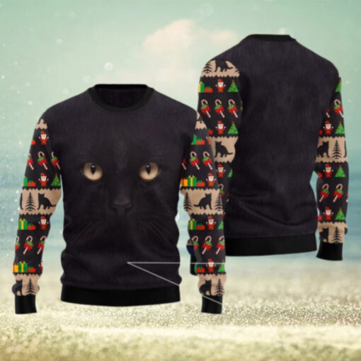 Black Cat Ugly Christmas Sweater, Cat Lover Gift For Christmas Sweater