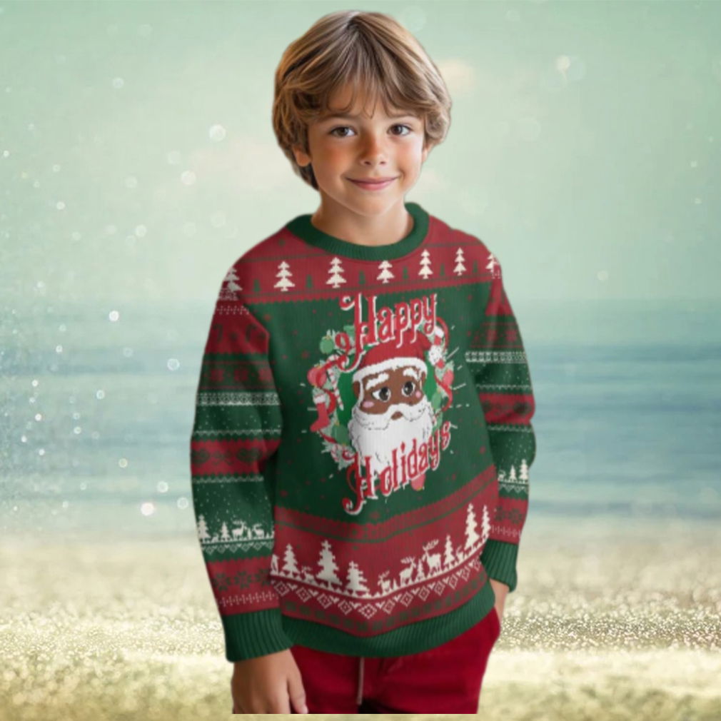 Black Santa Ugly Christmas Sweater Happy Holidays African American Santa Black Santa Ugly Christmas Sweater Happy Holidays African American Santa