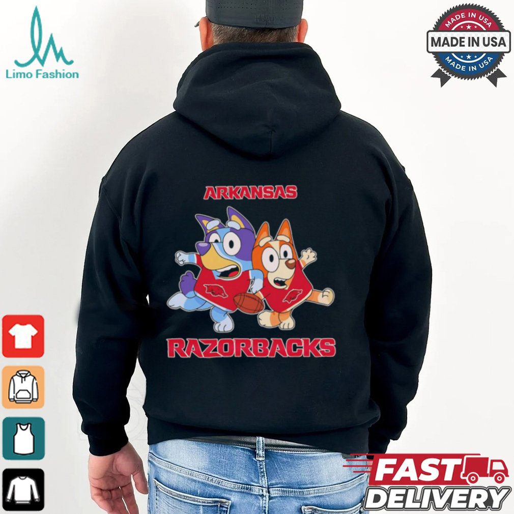 Bluey Bingo fan of Arkansas Razorbacks shirt Bluey Bingo fan of Arkansas Razorbacks shirt