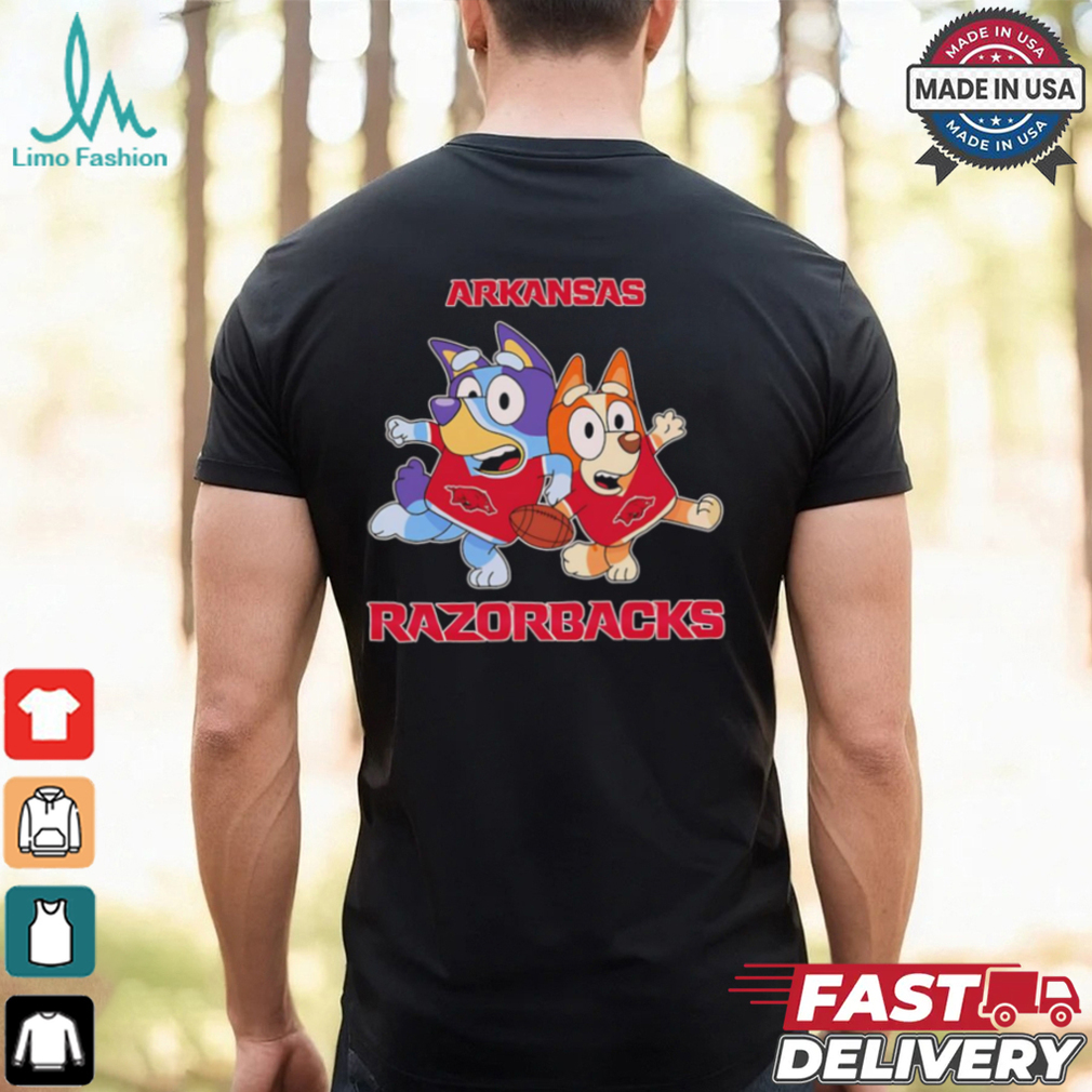 Bluey Bingo fan of Arkansas Razorbacks shirt Bluey Bingo fan of Arkansas Razorbacks shirt