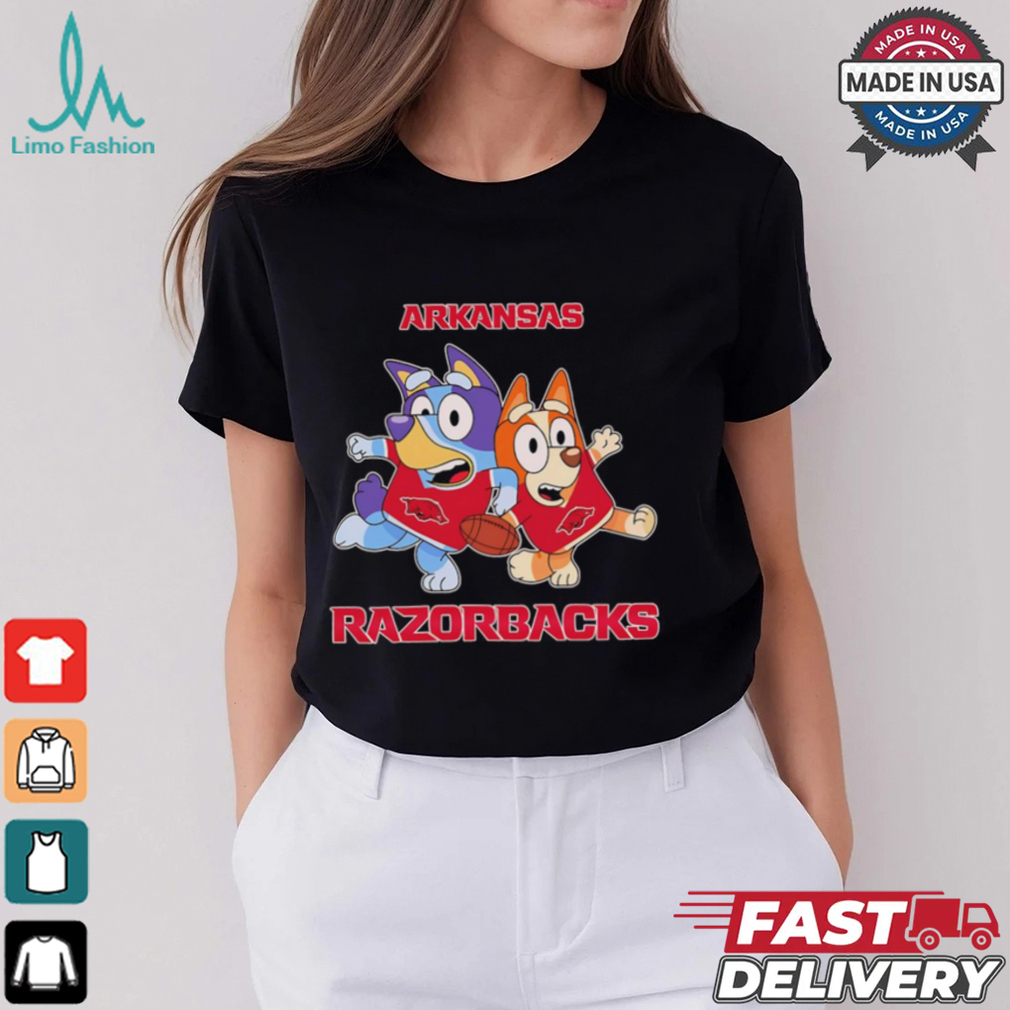 Bluey Bingo fan of Arkansas Razorbacks shirt Bluey Bingo fan of Arkansas Razorbacks shirt