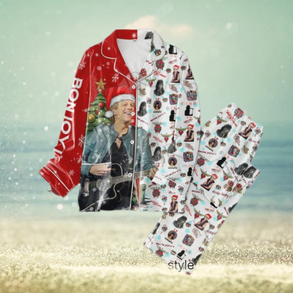 Bon Jovi Christmas Button Down Pajamas Set Bon Jovi Christmas Button Down Pajamas Set