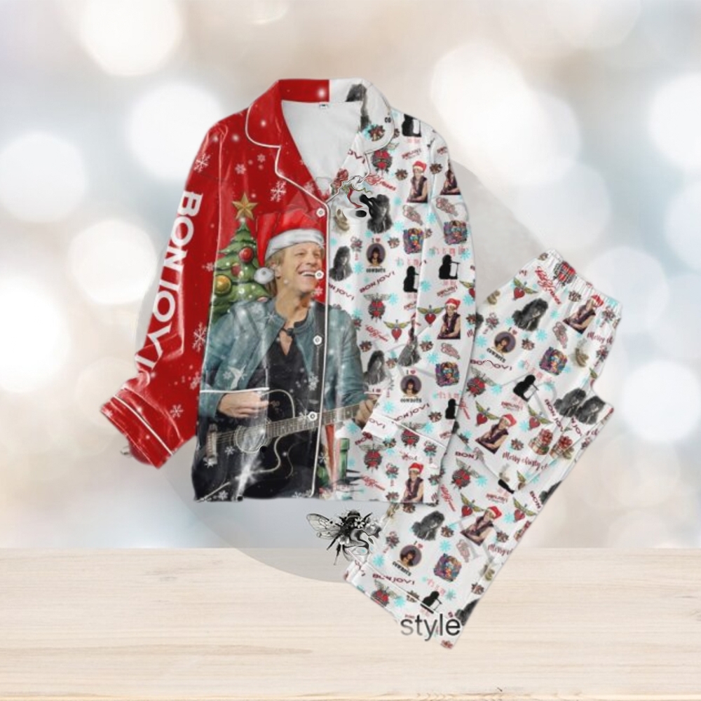 Bon Jovi Christmas Button Down Pajamas Set Bon Jovi Christmas Button Down Pajamas Set