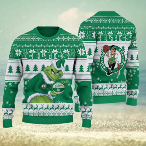 Boston Celtics Grinch Christmas Ugly Sweater