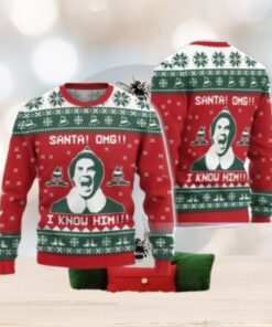 Buddy Elf Christmas Sweater, Omg Santa I Know Him Ugly Sweater