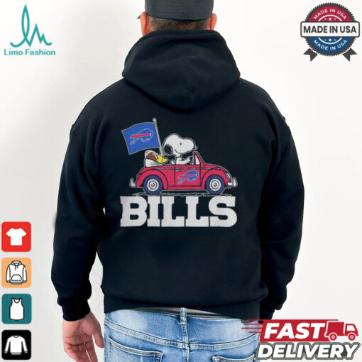 Buffalo Bills Peanuts Snoopy And Woodstock On Car T Shirt