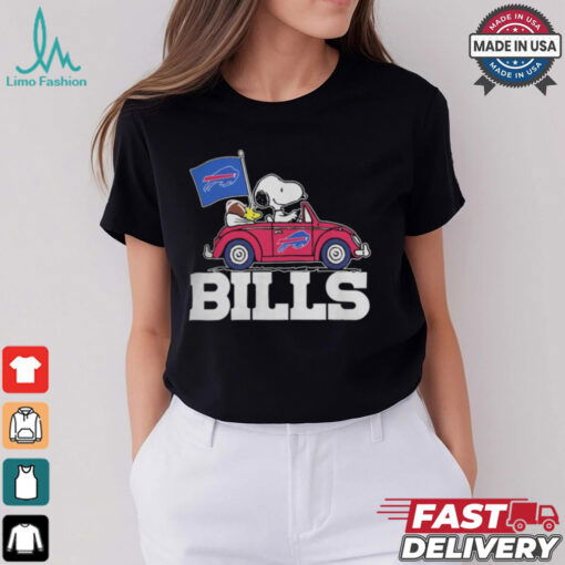 Buffalo Bills Peanuts Snoopy And Woodstock On Car T Shirt
