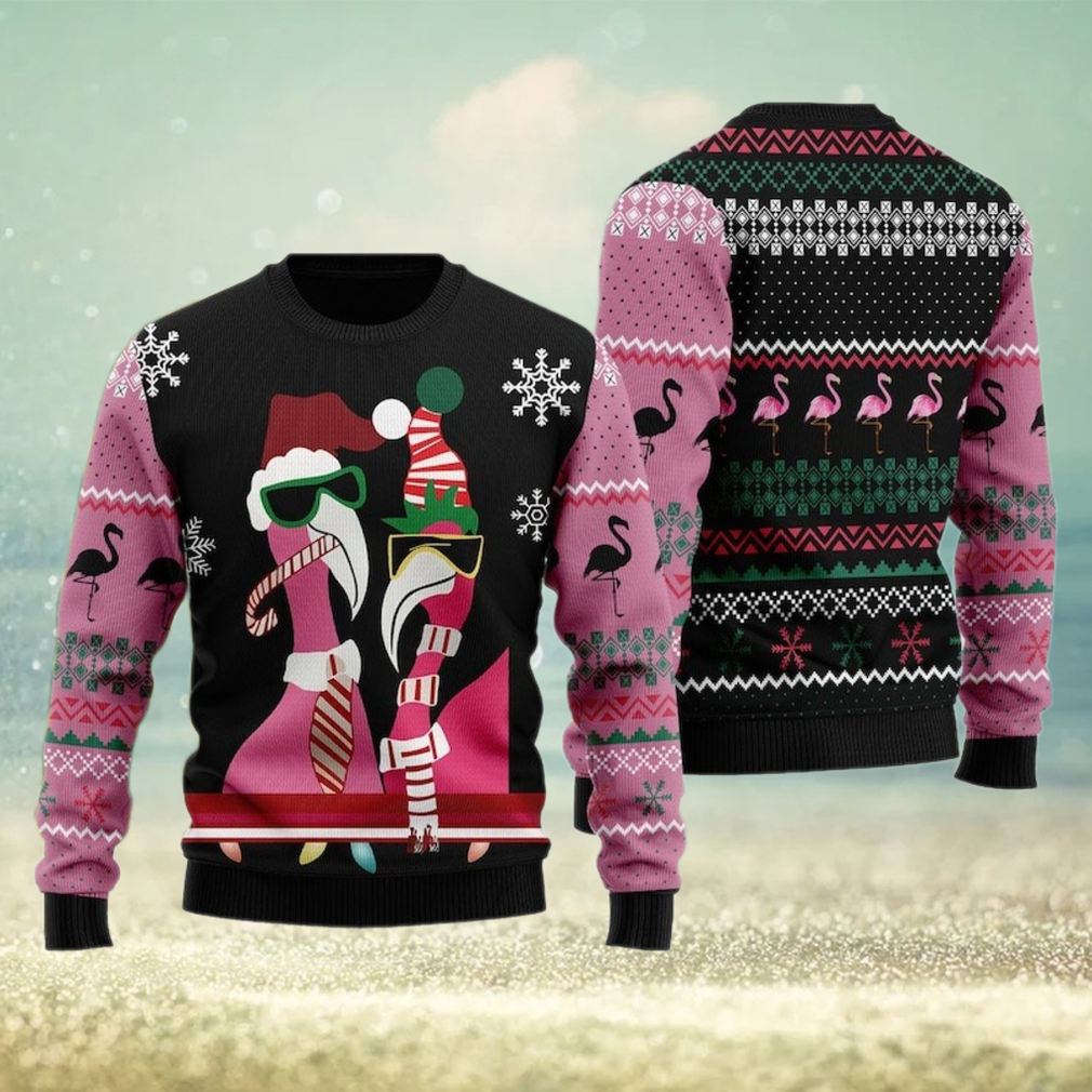 Candy Cane Flamingo Animal Lovers Ugly Christmas Sweater Candy Cane Flamingo Animal Lovers Ugly Christmas Sweater