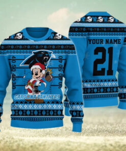 Carolina Panthers Mickey Mouse Santa Ugly Christmas Sweater
