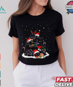 Cat Black Cat Christmas Tree Shirt Recovered