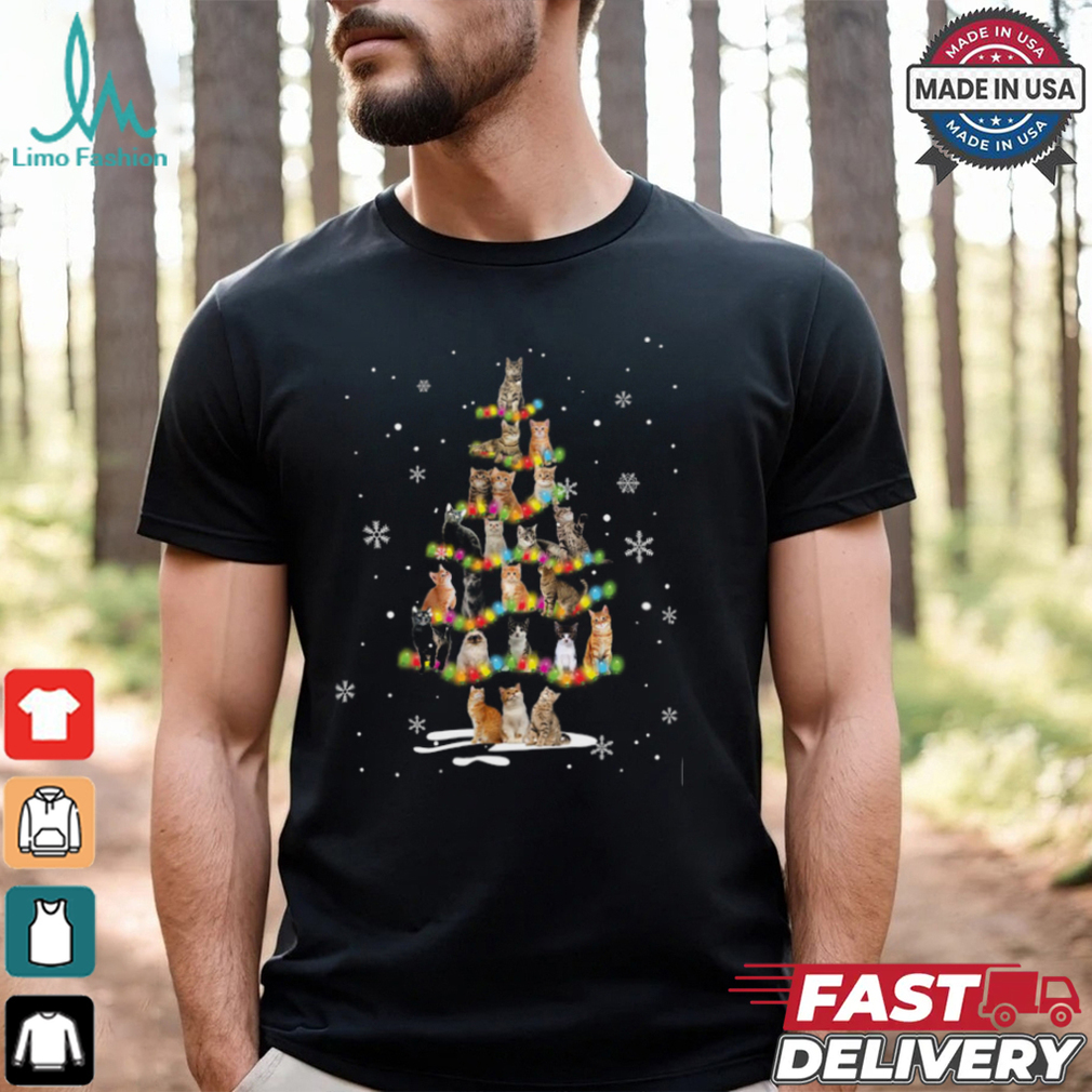 Cat Christmas Tree Light Shirt Recovered Cat Christmas Tree Light Shirt Recovered