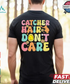 Catcher Hair Dont Care Softball Catcher Softball Player Softball T Shirt Recovered