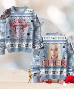 Cher Christmas Light Blue Chirstmas Gifts 2024 Xmas For Family And Friends Ugly Sweater