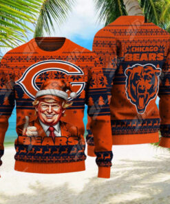 Chicago Bears Christmas Donald Trump Knitted Sweater