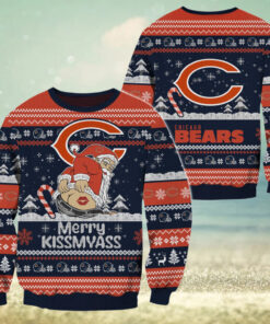 Chicago Bears NFL 2024 Merrykissmyass Funny Santa Claus Christmas Ugly Sweater
